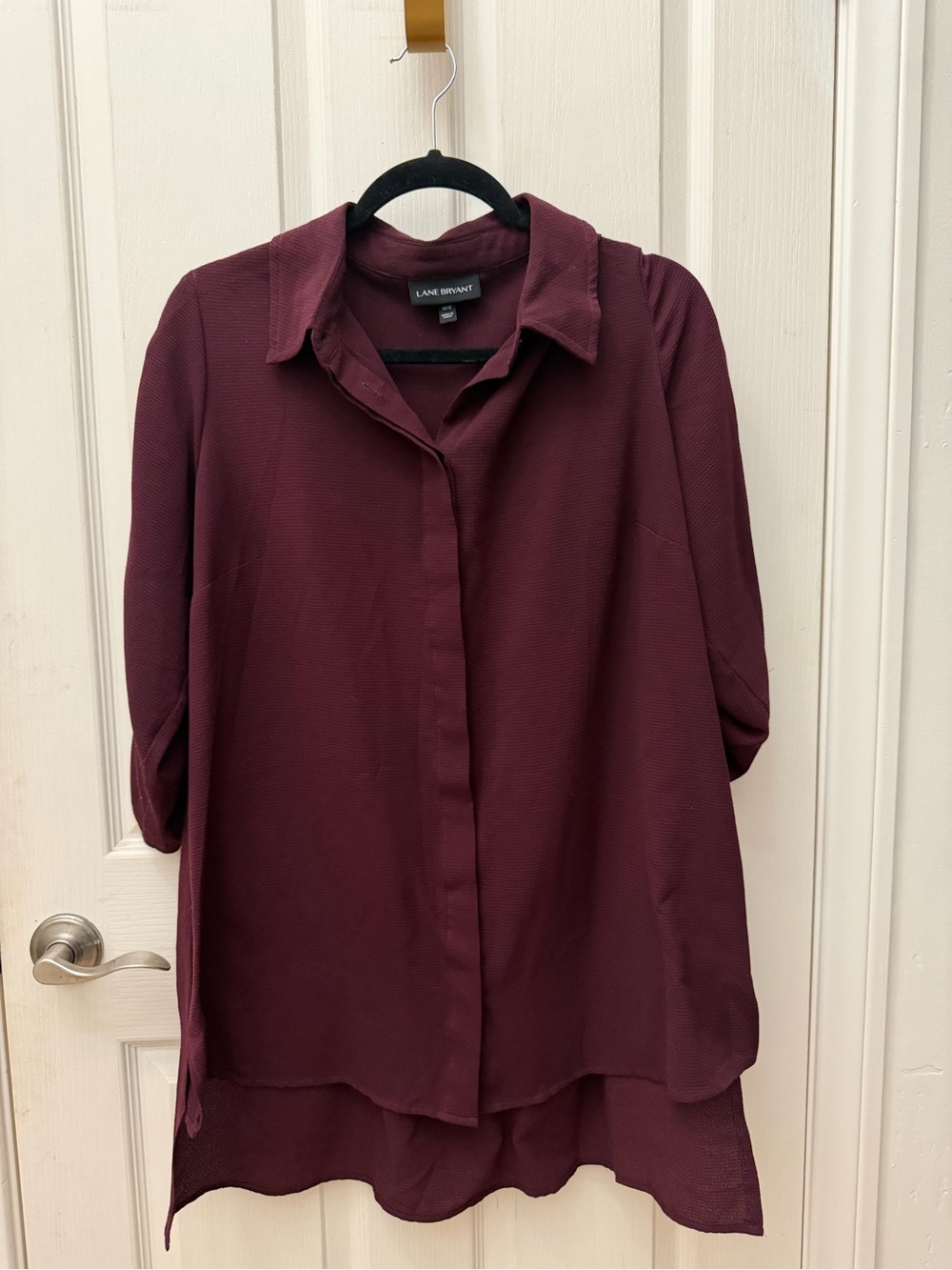 Lane Bryant Deep red Button-Front Tunic Blouse